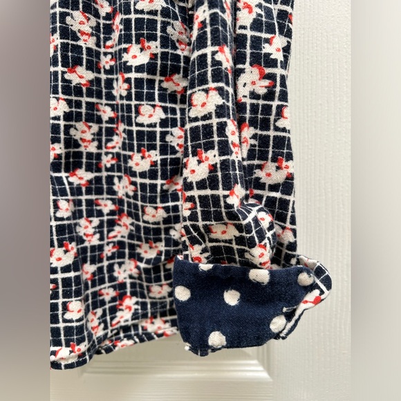 Uniqlo Ines De La Fressange Flannel Button Front Navy Check Floral Size M Medium - Picture 6 of 7